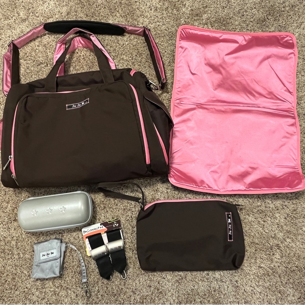 JuJuBe Be Prepared Diaper Bag in Brown and Pink